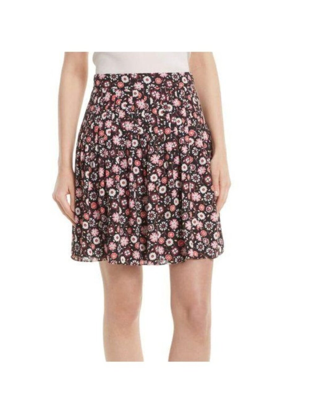 Kate Spade NY Mini Casa Flora Pleated Skirt, Black Size 0